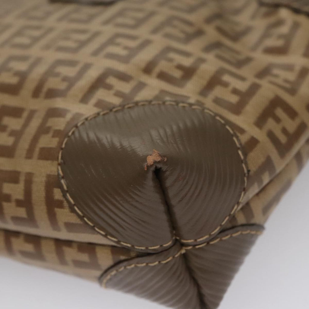 FENDI Zucchino Canvas Shoulder Bag Beige th5552