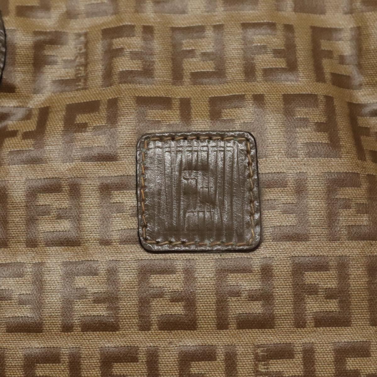 FENDI Zucchino Canvas Shoulder Bag Beige th5552