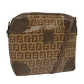 FENDI Zucchino Canvas Shoulder Bag Beige th5552