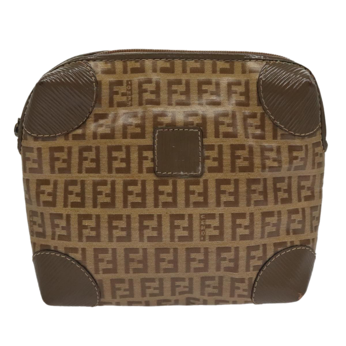 FENDI Zucchino Canvas Shoulder Bag Beige th5552