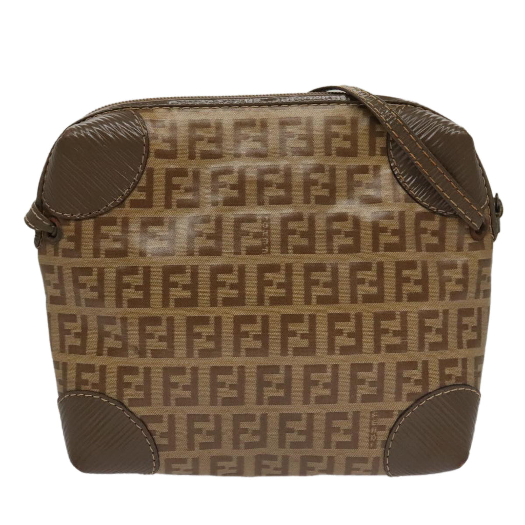 FENDI Zucchino Canvas Shoulder Bag Beige th5552
