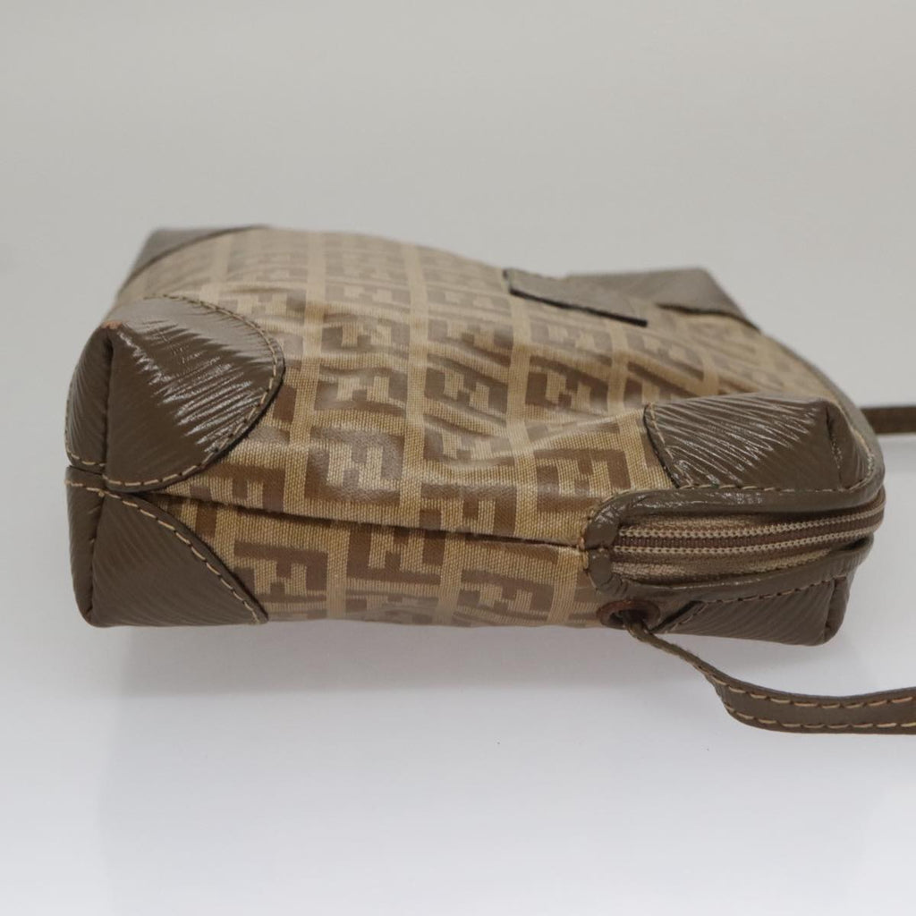 FENDI Zucchino Canvas Shoulder Bag Beige th5552