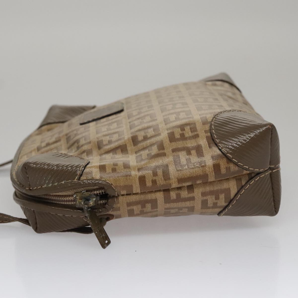 FENDI Zucchino Canvas Shoulder Bag Beige th5552