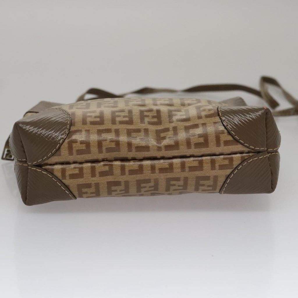 FENDI Zucchino Canvas Shoulder Bag Beige th5552