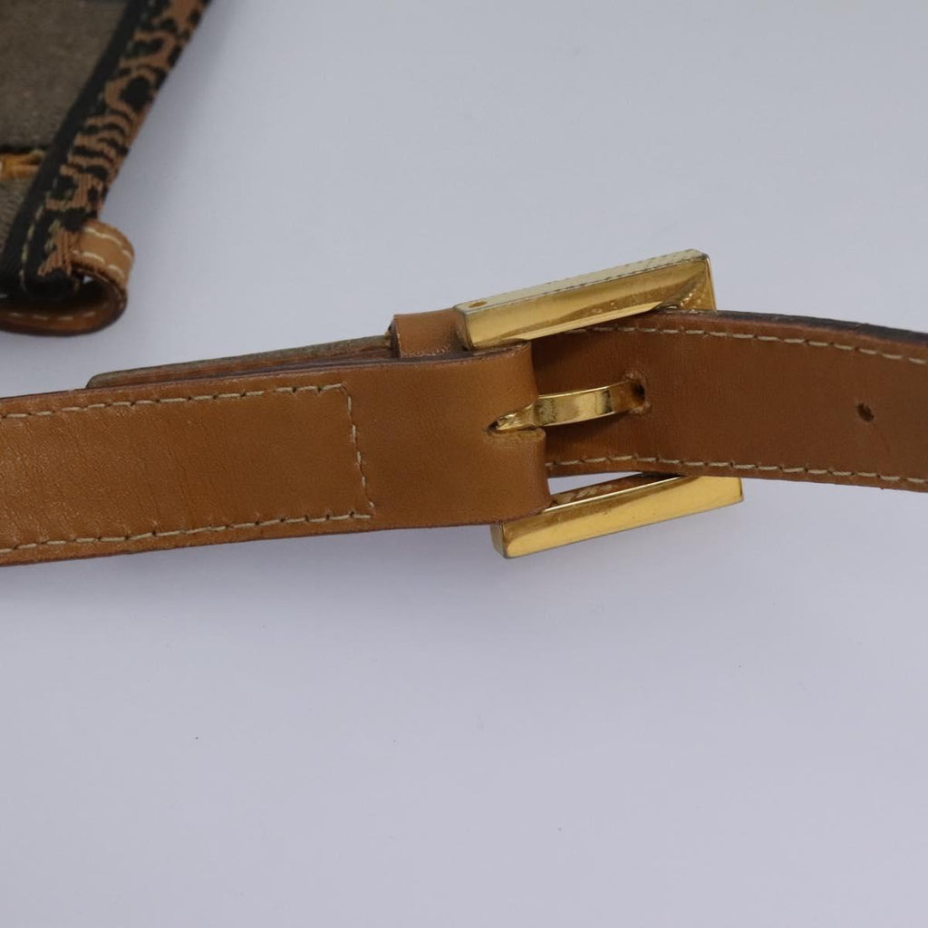 FENDI Pecan Canvas Shoulder Bag PVC Leather Brown th5553