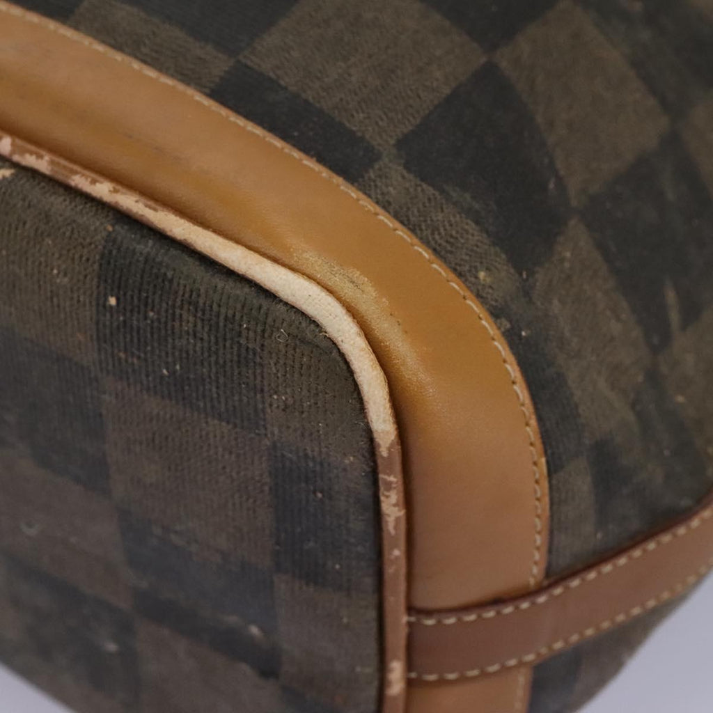FENDI Pecan Canvas Shoulder Bag PVC Leather Brown th5553