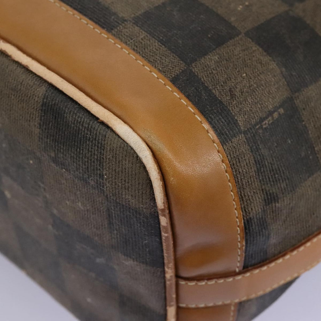 FENDI Pecan Canvas Shoulder Bag PVC Leather Brown th5553