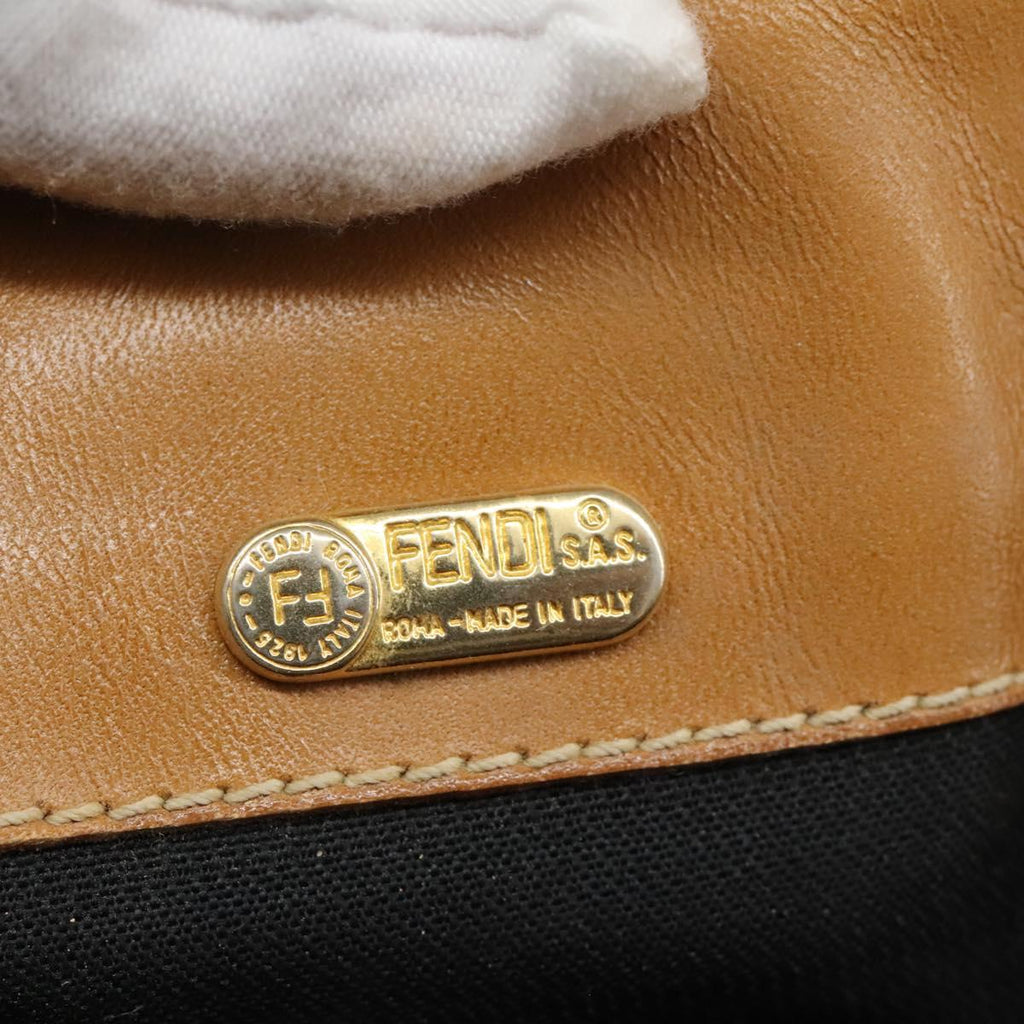 FENDI Pecan Canvas Shoulder Bag PVC Leather Brown th5553