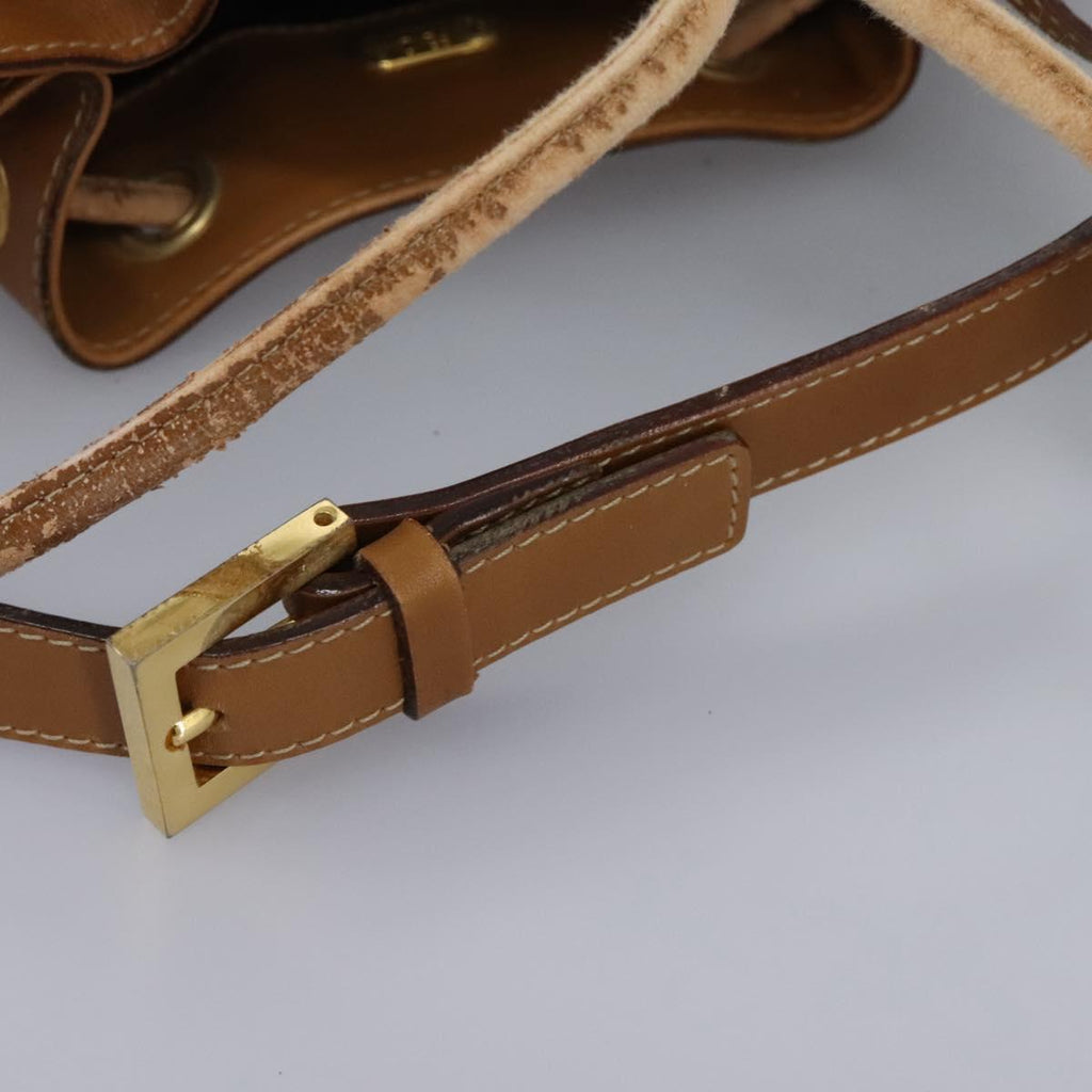 FENDI Pecan Canvas Shoulder Bag PVC Leather Brown th5553