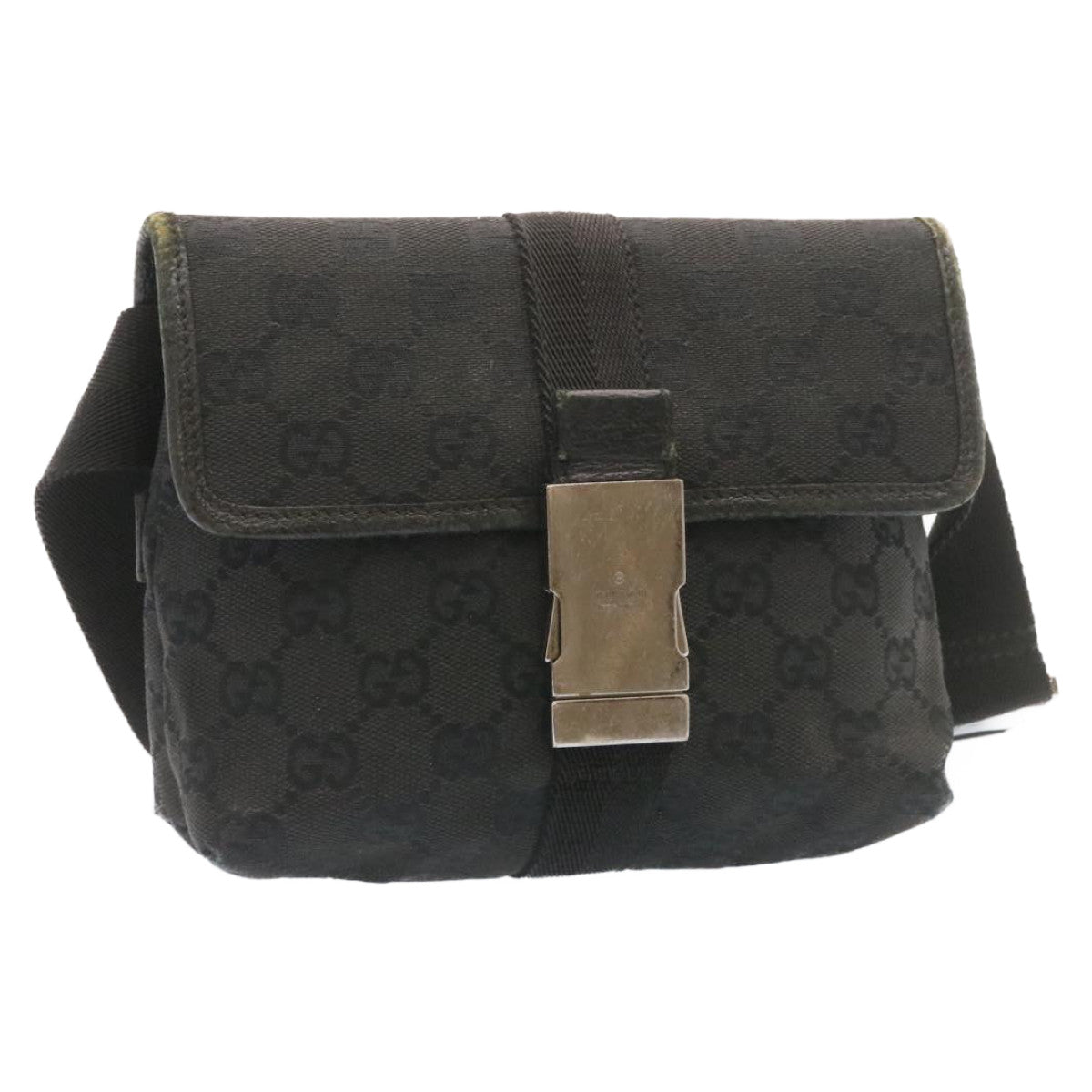 GUCCI GG Canvas Waist Bag Pouch Black am1341s