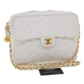 CHANEL Matelasse Chain Shoulder Bag Caviar Skin Gold White CC am1370gA
