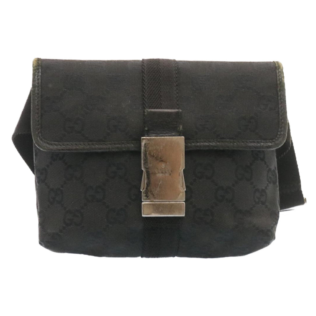 GUCCI GG Canvas Waist Bag Pouch Black am1341s