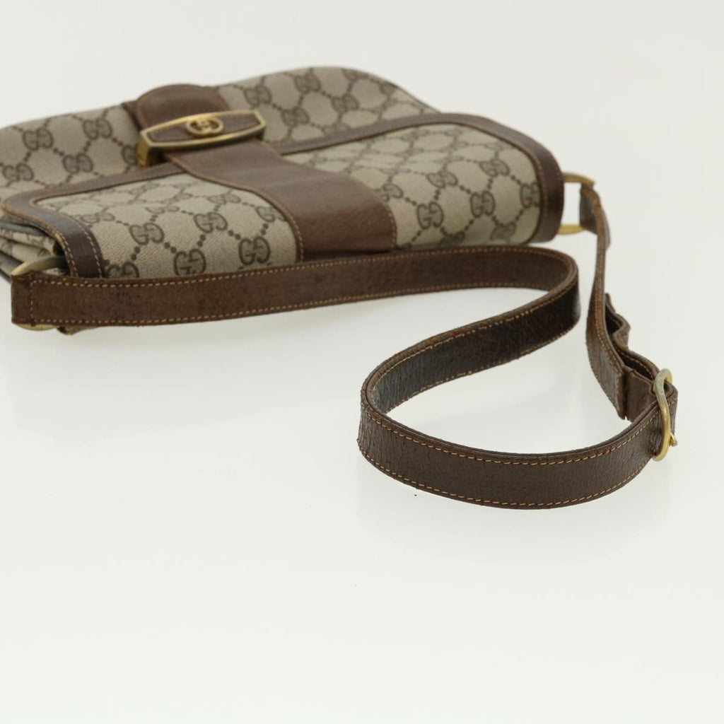 GUCCI GG Canvas Shoulder Bag PVC Leather Beige ro555