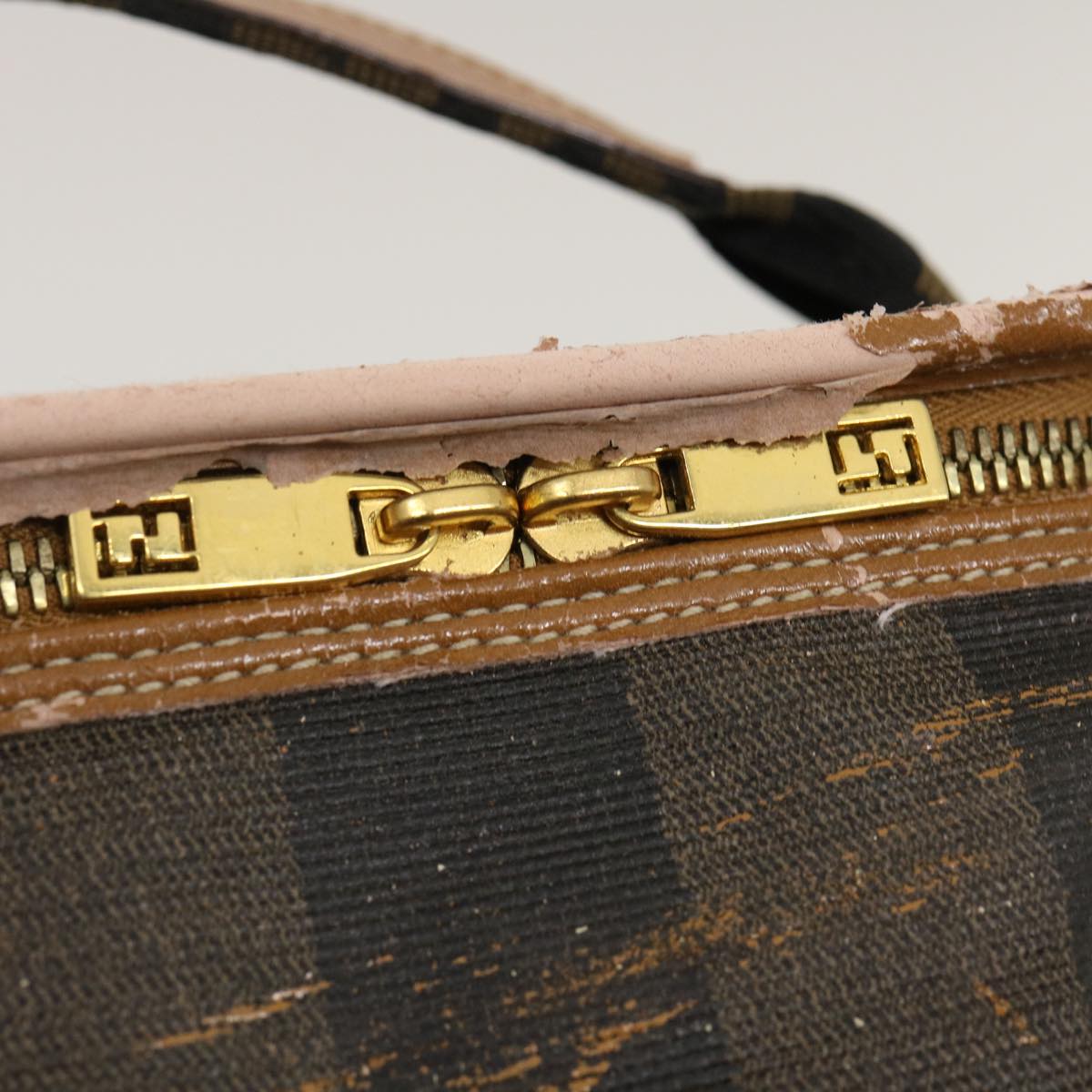 FENDI Pecan Canvas Hand Pouch Black Brown am1752s