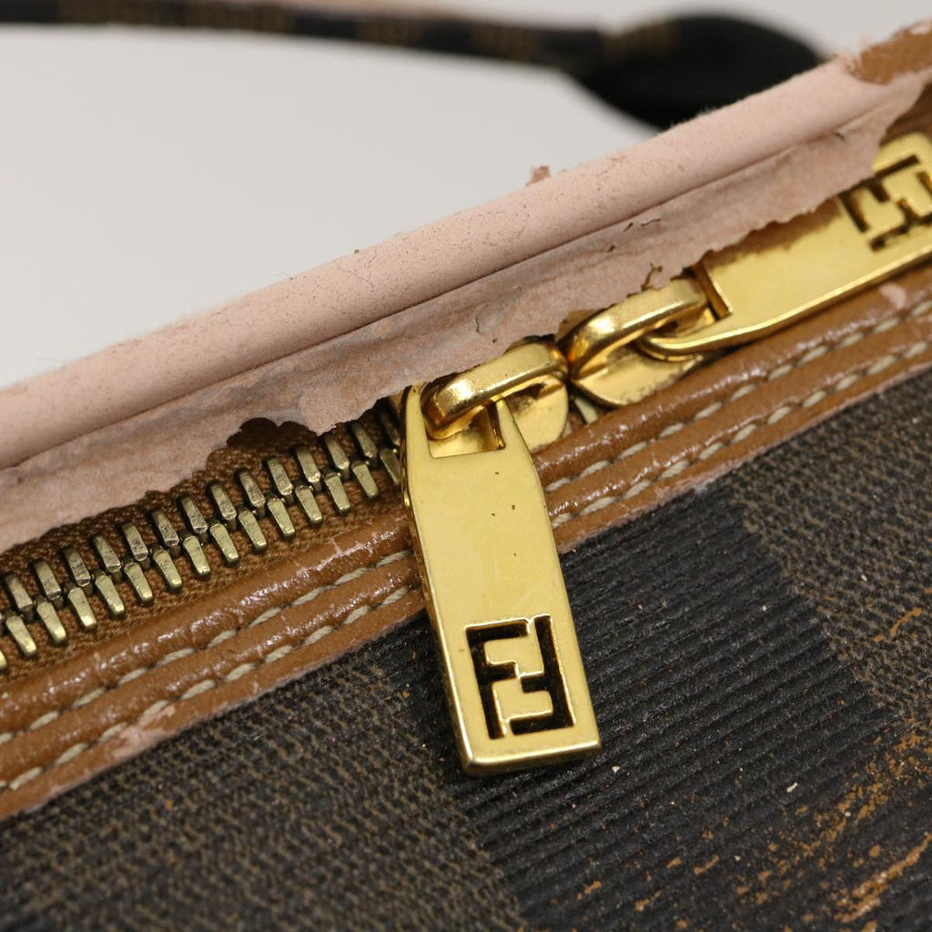 FENDI Pecan Canvas Hand Pouch Black Brown am1752s