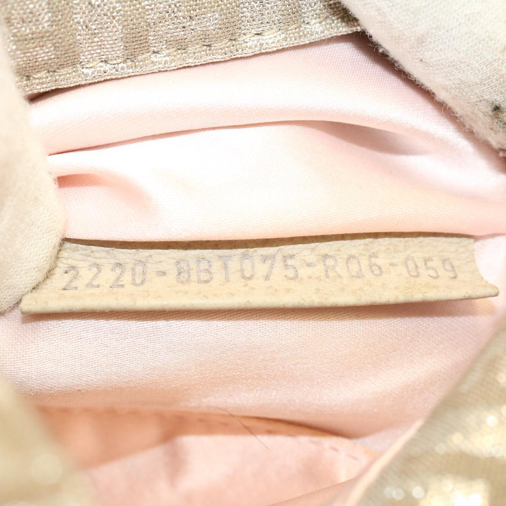 FENDI Zucchino Canvas Shoulder Bag Champagne Gold rd2783