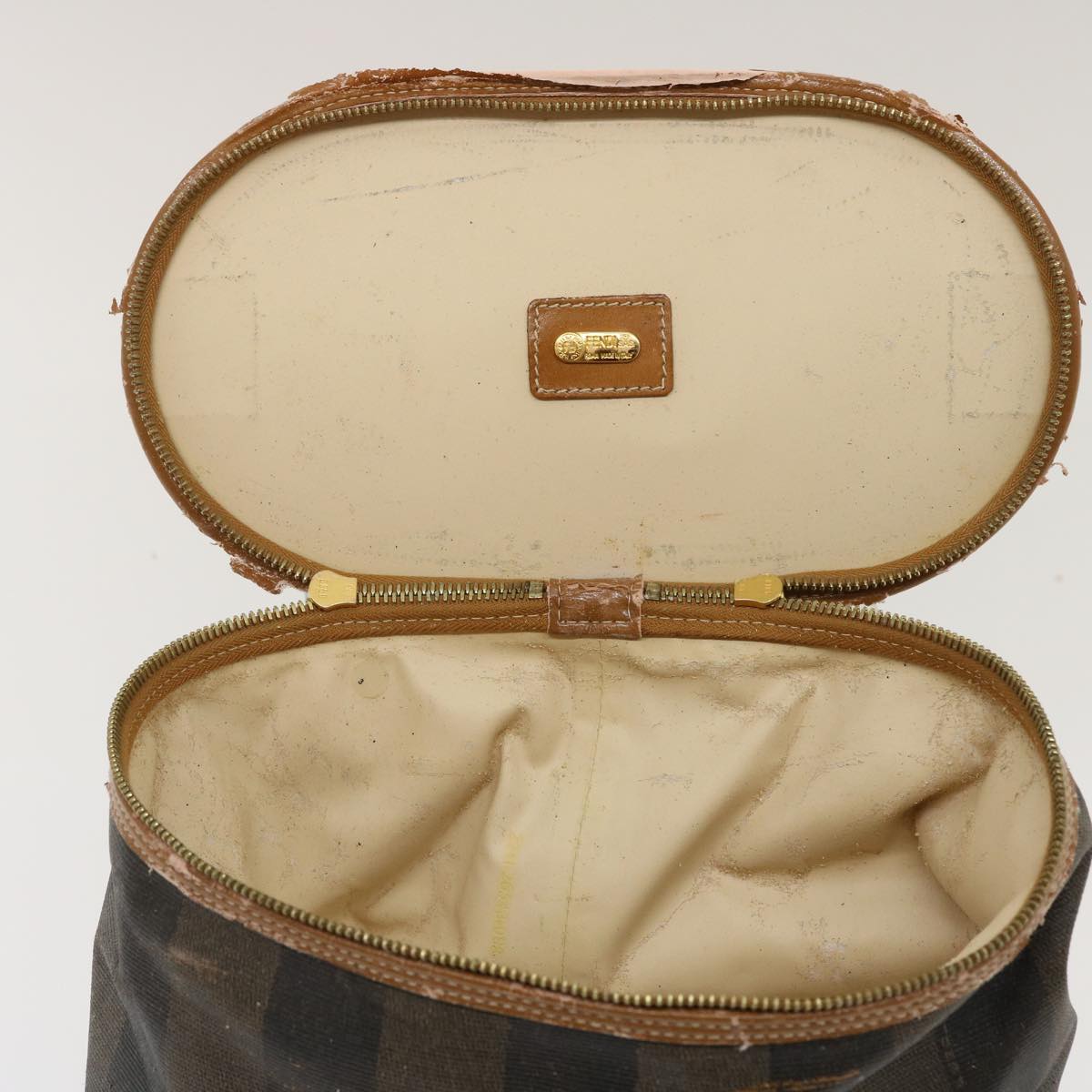 FENDI Pecan Canvas Hand Pouch Black Brown am1752s