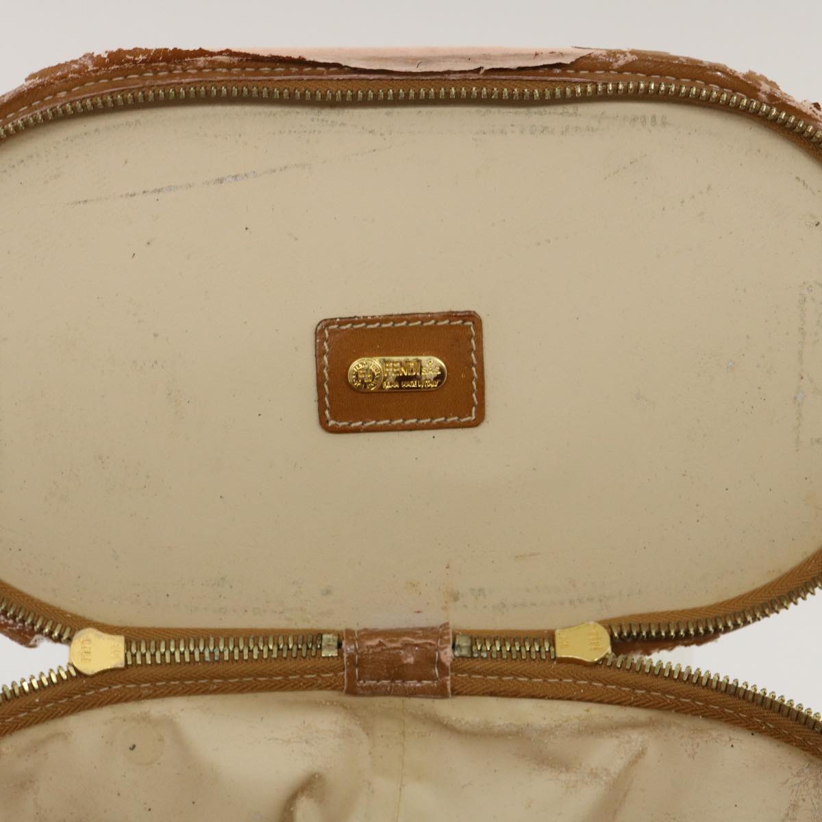 FENDI Pecan Canvas Hand Pouch Black Brown am1752s