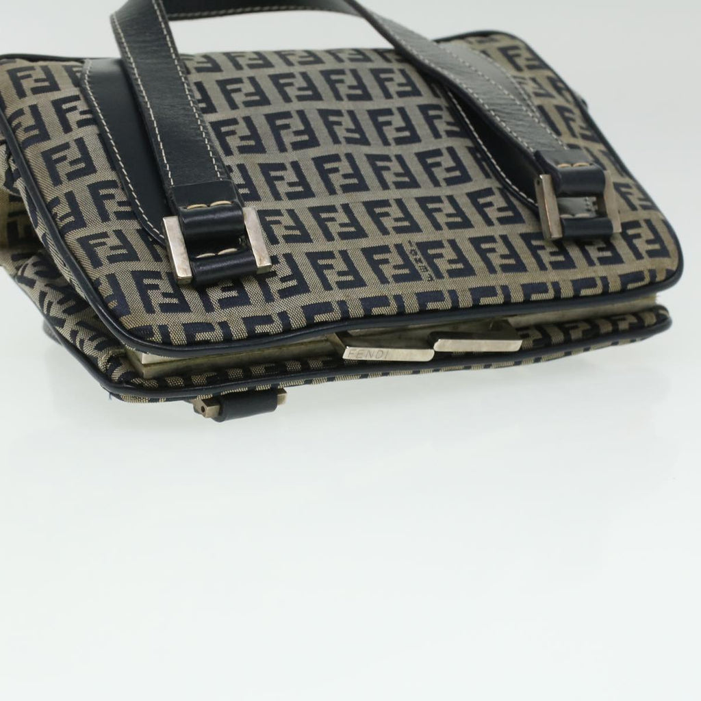 FENDI Zucchino Canvas Hand Bag Navy rd4260