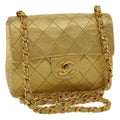 CHANEL Matelasse Chain Flap Shoulder Bag Leather Gold CC 25305A