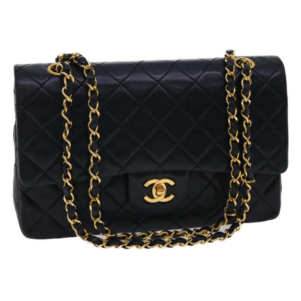 CHANEL Classic Matelasse 25 Chain Flap Shoulder Bag Lamb Skin Black 27848A