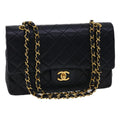 CHANEL Classic Matelasse 25 Chain Flap Shoulder Bag Lamb Skin Black 27848A