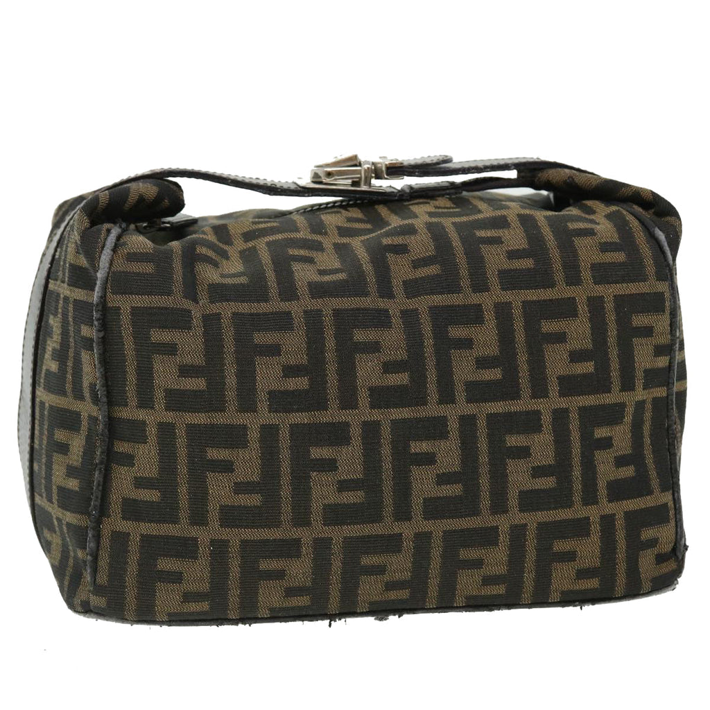 FENDI Zucca Canvas Hand Bag Nylon Black Brown yk6887B