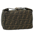 FENDI Zucca Canvas Hand Bag Nylon Black Brown yk6887B