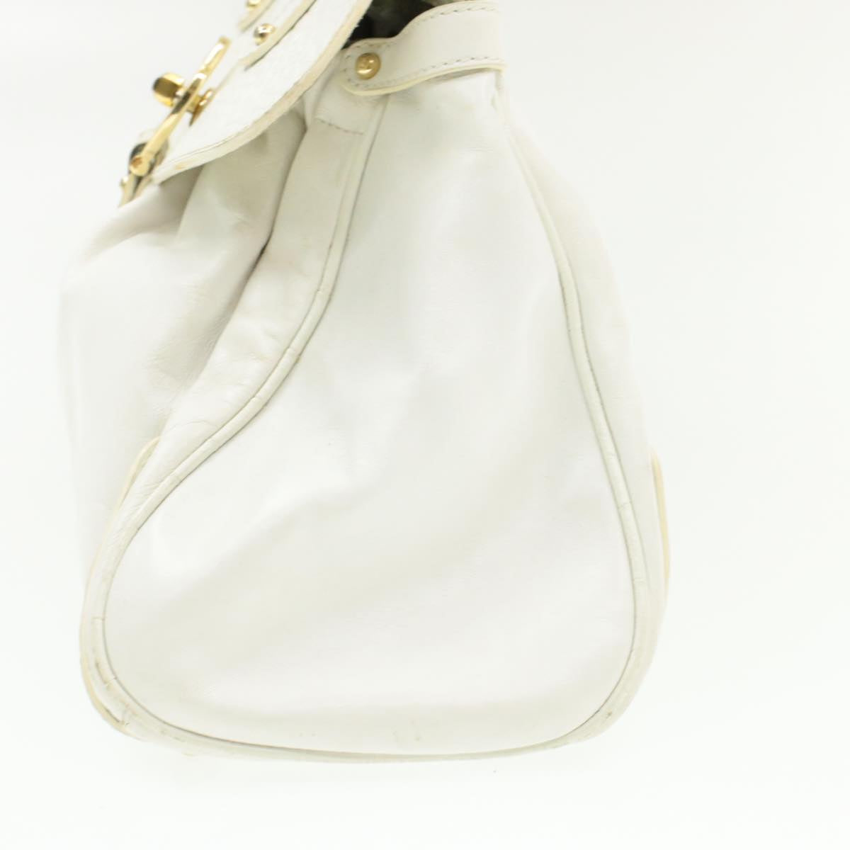 FENDI Shoulder Bag Leather White yk107