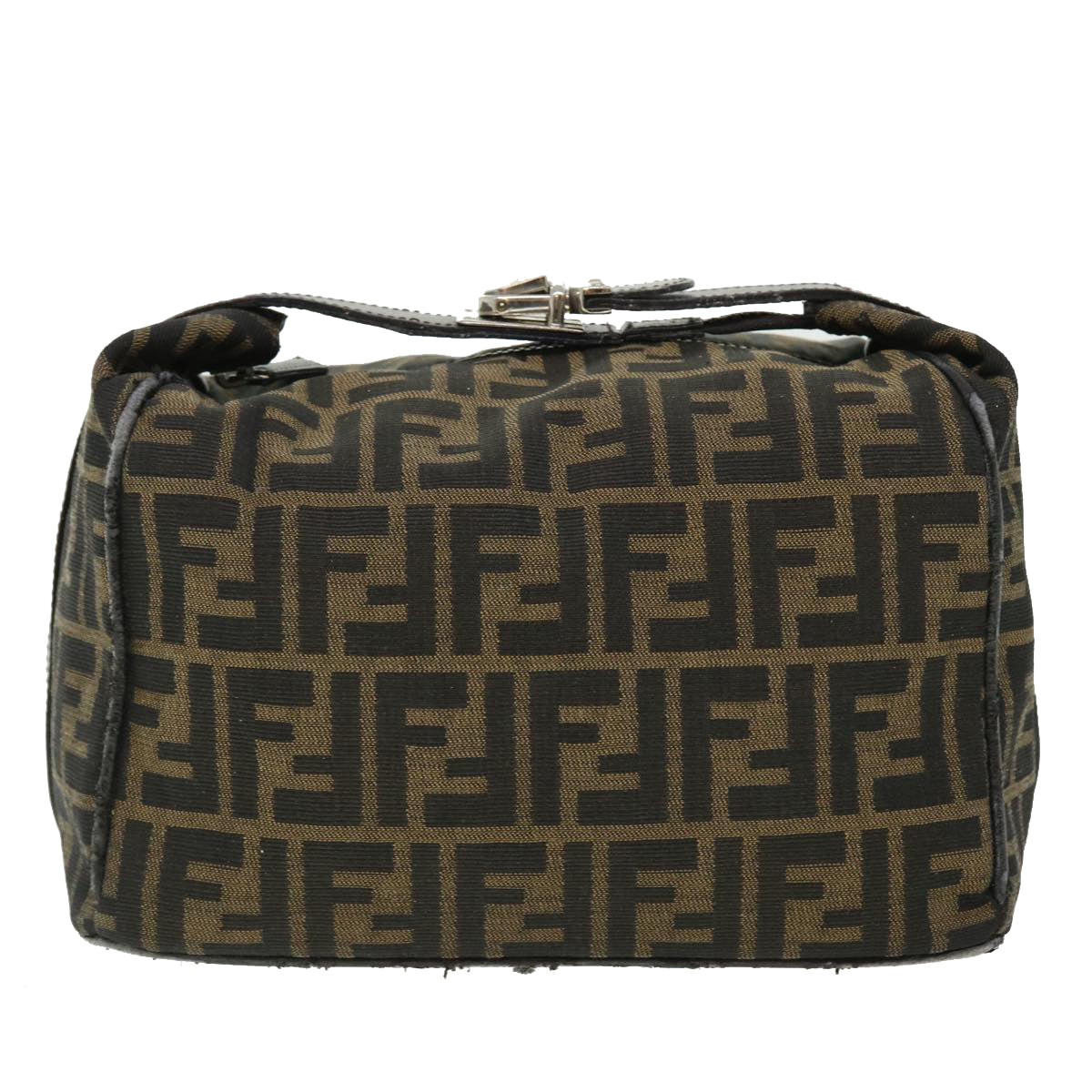 FENDI Zucca Canvas Hand Bag Nylon Black Brown yk6887B