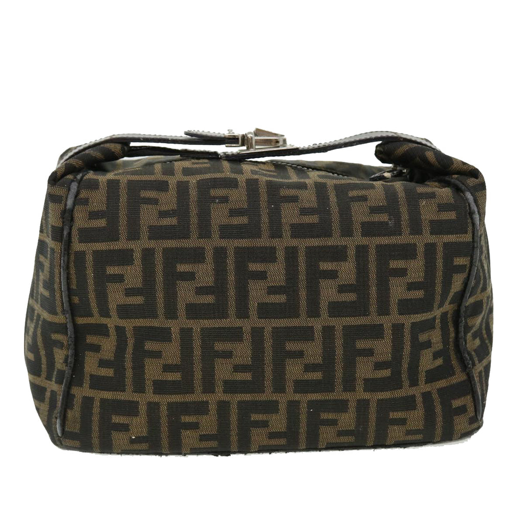FENDI Zucca Canvas Hand Bag Nylon Black Brown yk6887B