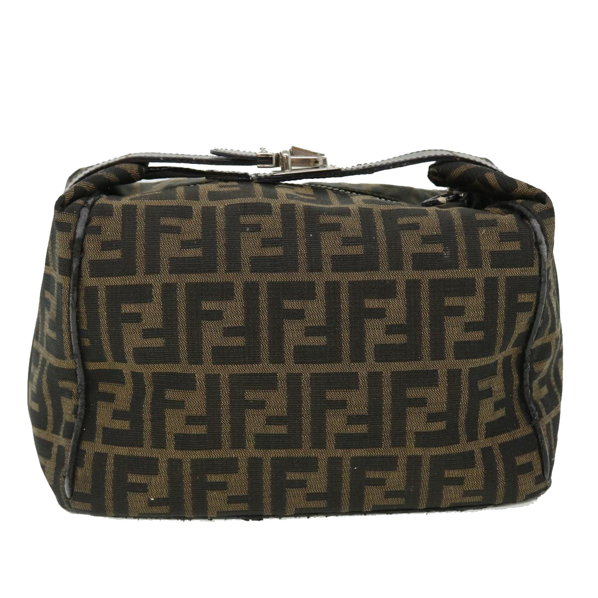 FENDI Zucca Canvas Hand Bag Nylon Black Brown yk6887B