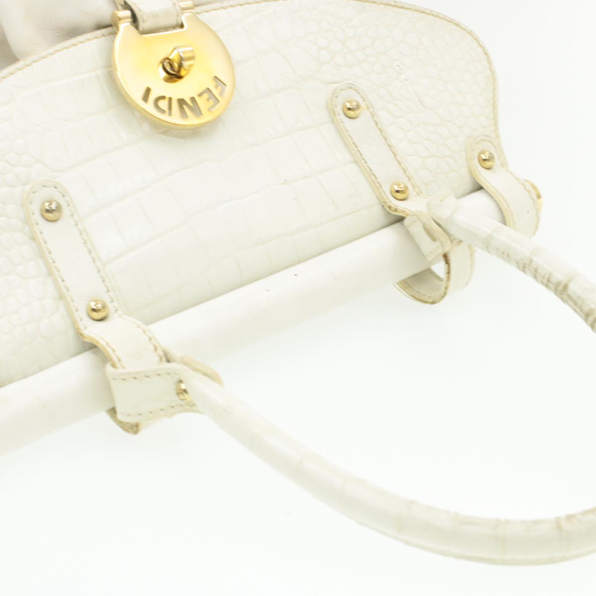 FENDI Shoulder Bag Leather White yk107