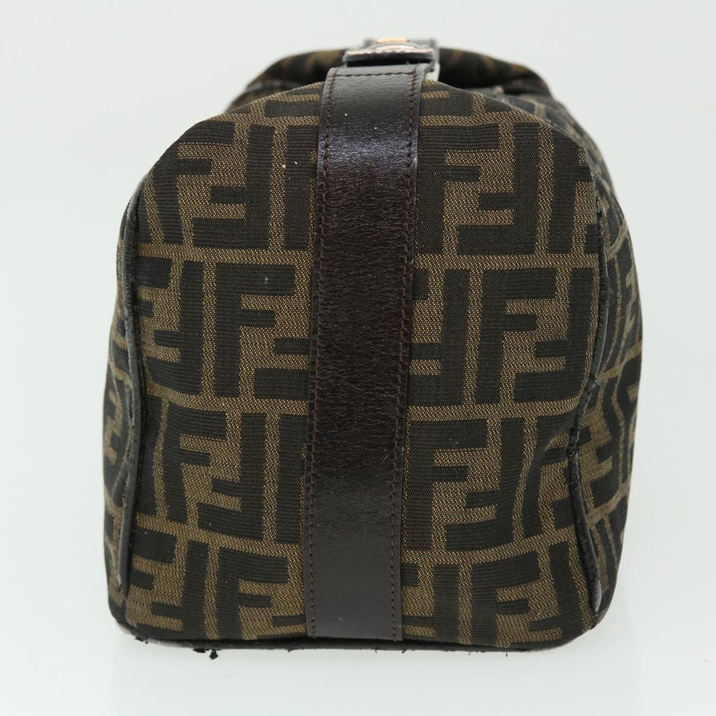 FENDI Zucca Canvas Hand Bag Nylon Black Brown yk6887B
