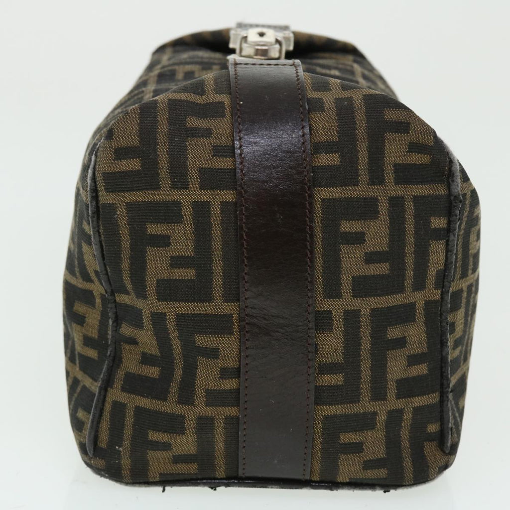 FENDI Zucca Canvas Hand Bag Nylon Black Brown yk6887B