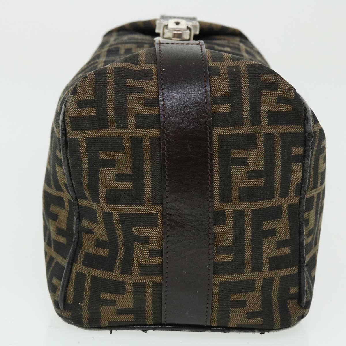 FENDI Zucca Canvas Hand Bag Nylon Black Brown yk6887B