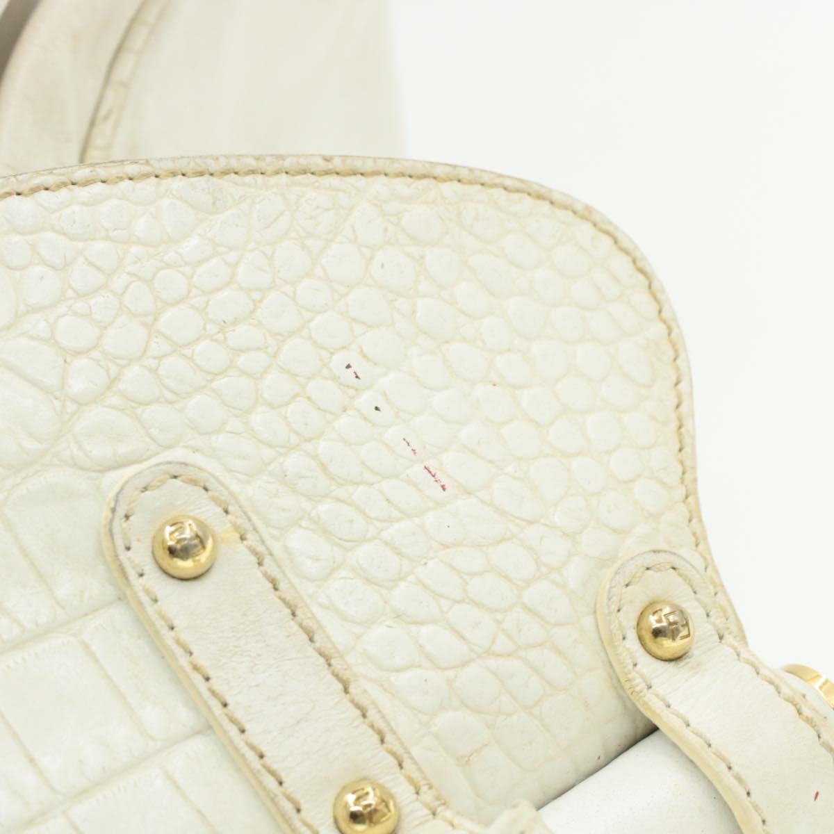 FENDI Shoulder Bag Leather White yk107