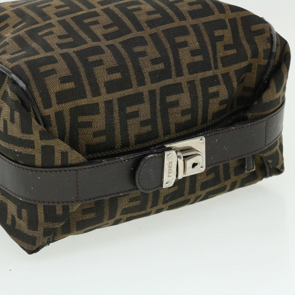 FENDI Zucca Canvas Hand Bag Nylon Black Brown yk6887B