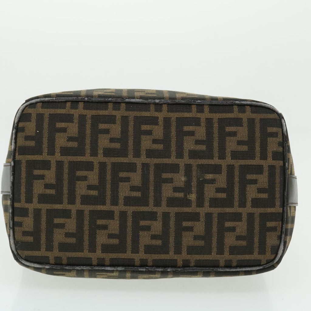 FENDI Zucca Canvas Hand Bag Nylon Black Brown yk6887B