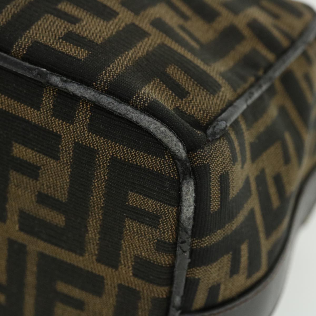 FENDI Zucca Canvas Hand Bag Nylon Black Brown yk6887B