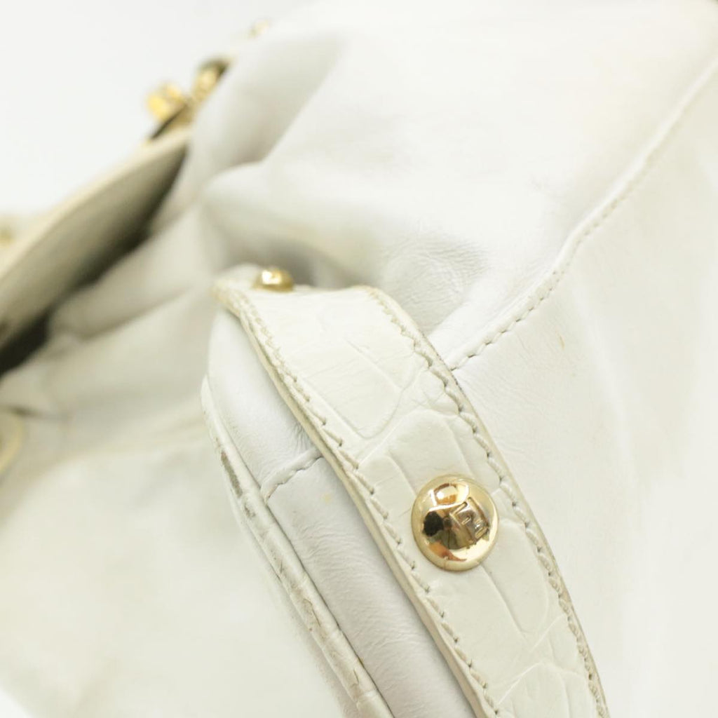 FENDI Shoulder Bag Leather White yk107