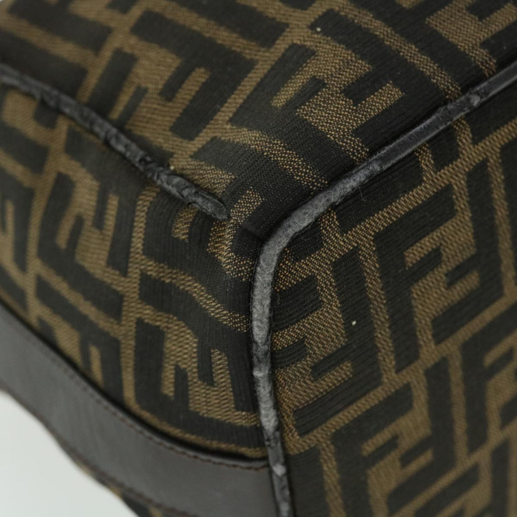 FENDI Zucca Canvas Hand Bag Nylon Black Brown yk6887B