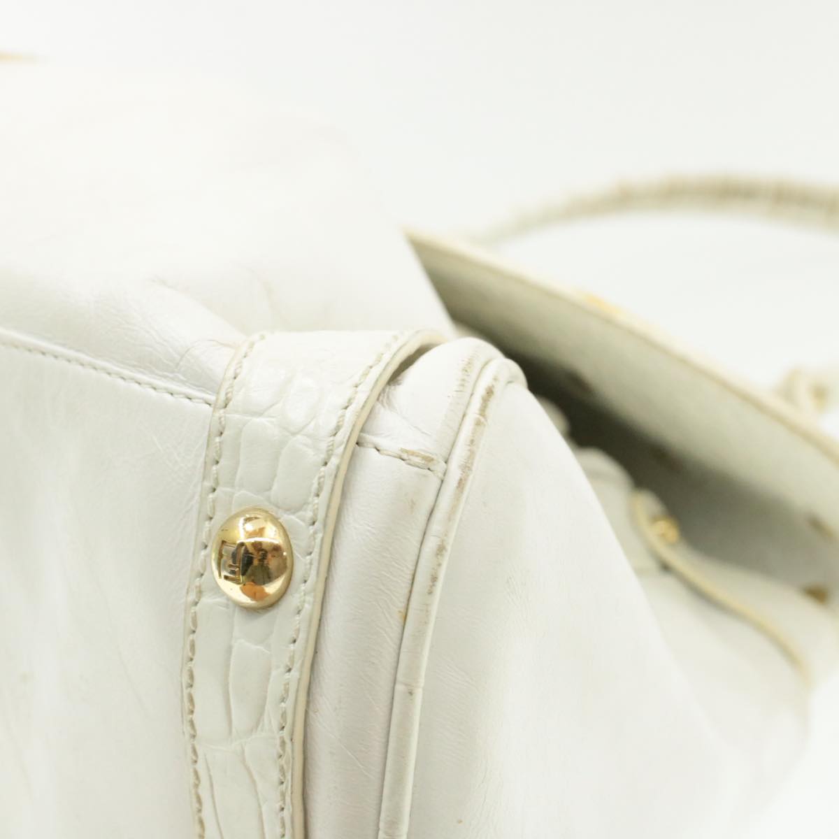 FENDI Shoulder Bag Leather White yk107