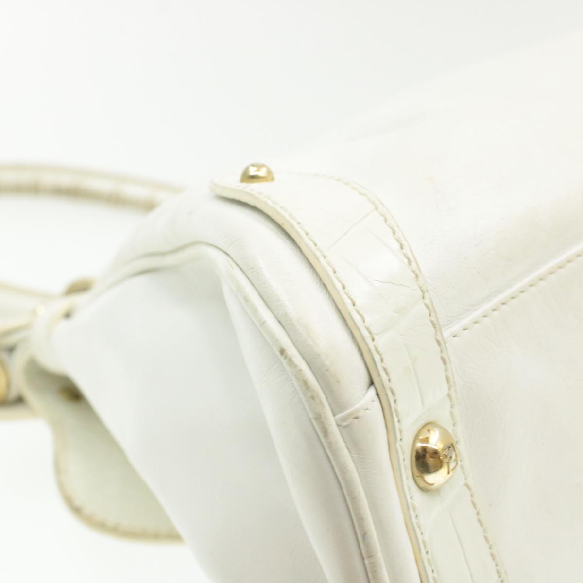 FENDI Shoulder Bag Leather White yk107