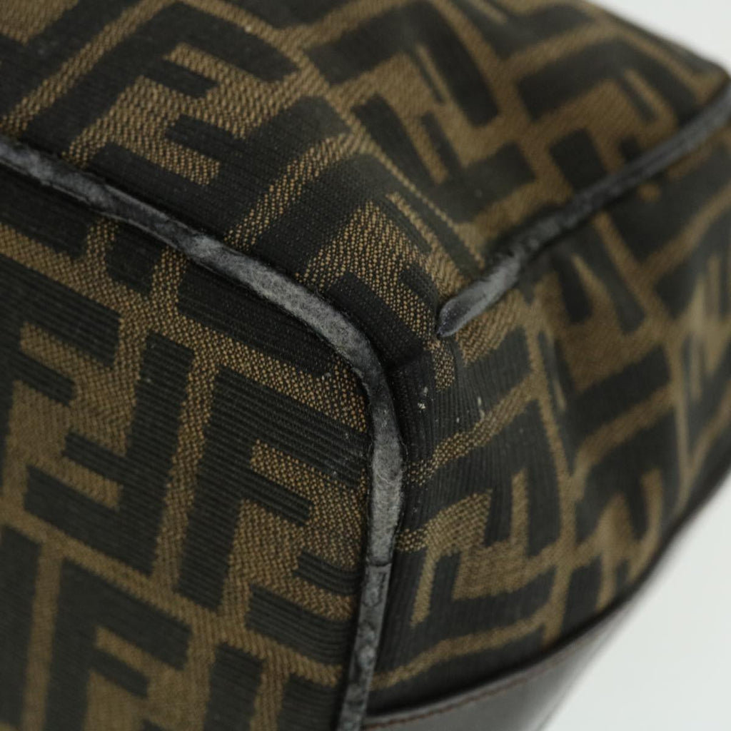 FENDI Zucca Canvas Hand Bag Nylon Black Brown yk6887B