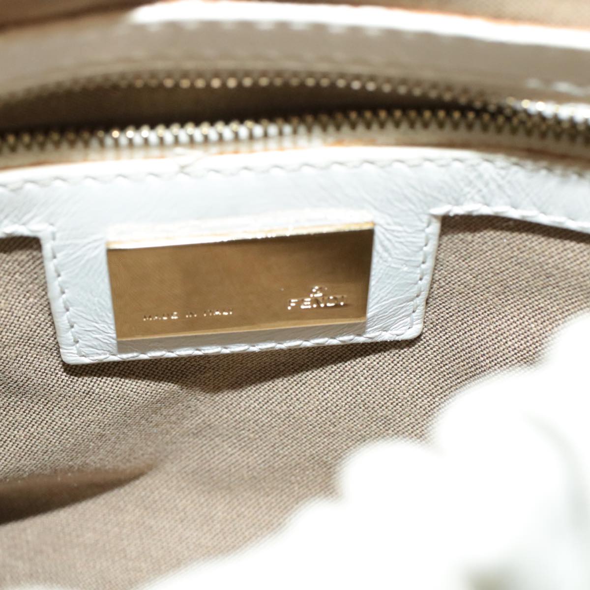 FENDI Shoulder Bag Leather White yk107