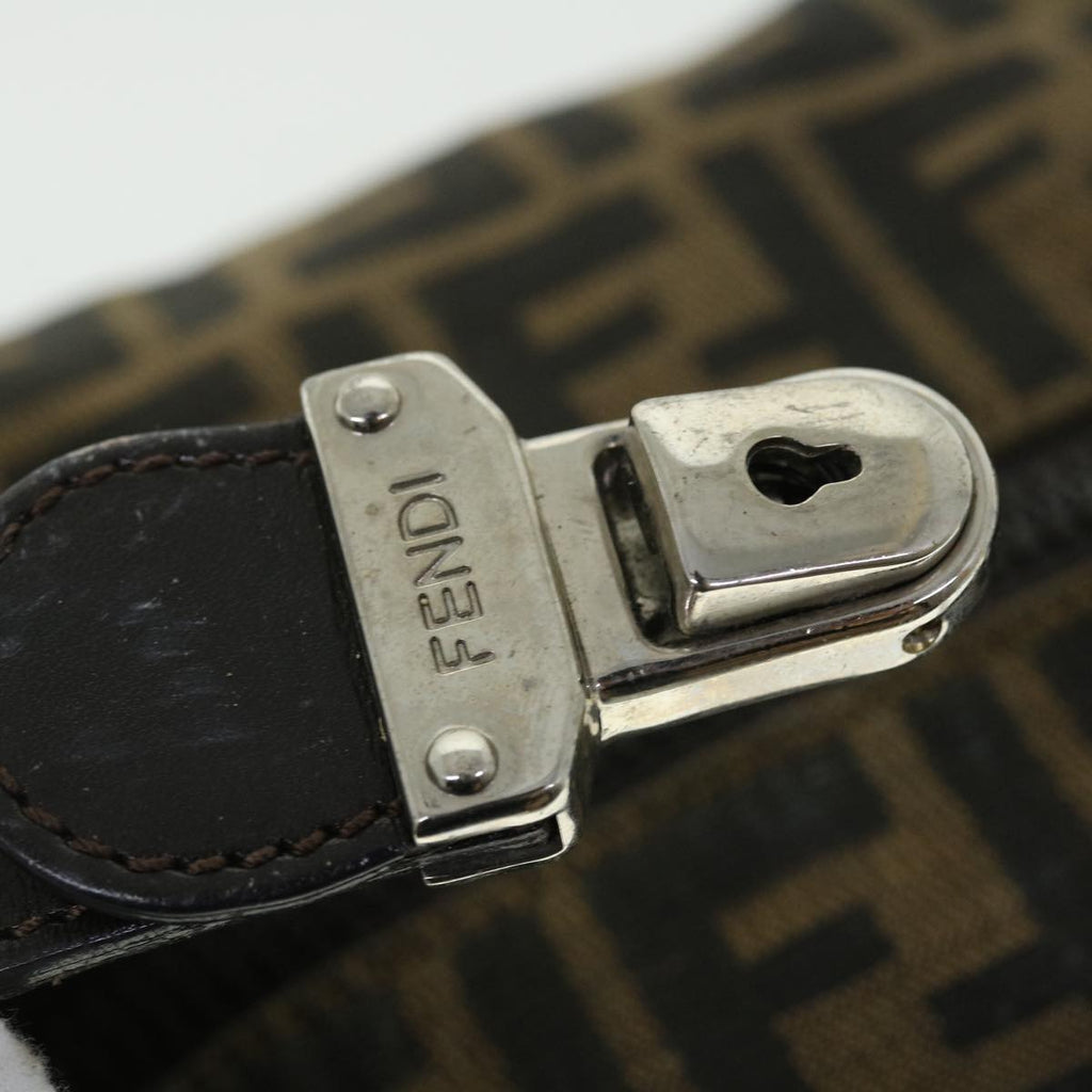 FENDI Zucca Canvas Hand Bag Nylon Black Brown yk6887B