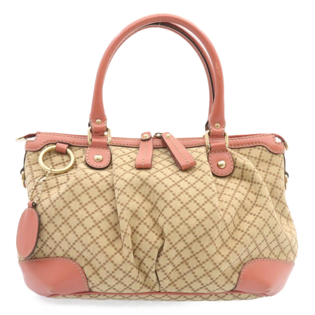 GUCCI Diamante Sukey Hand Bag 2Way Brown Pink am1578s