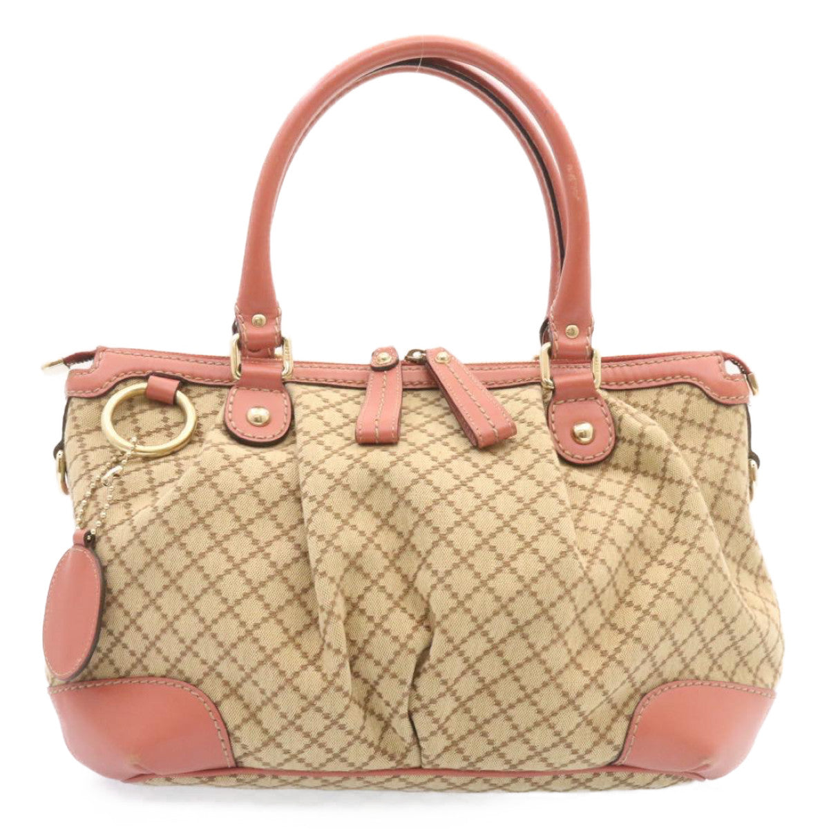 GUCCI Diamante Sukey Hand Bag 2Way Brown Pink am1578s