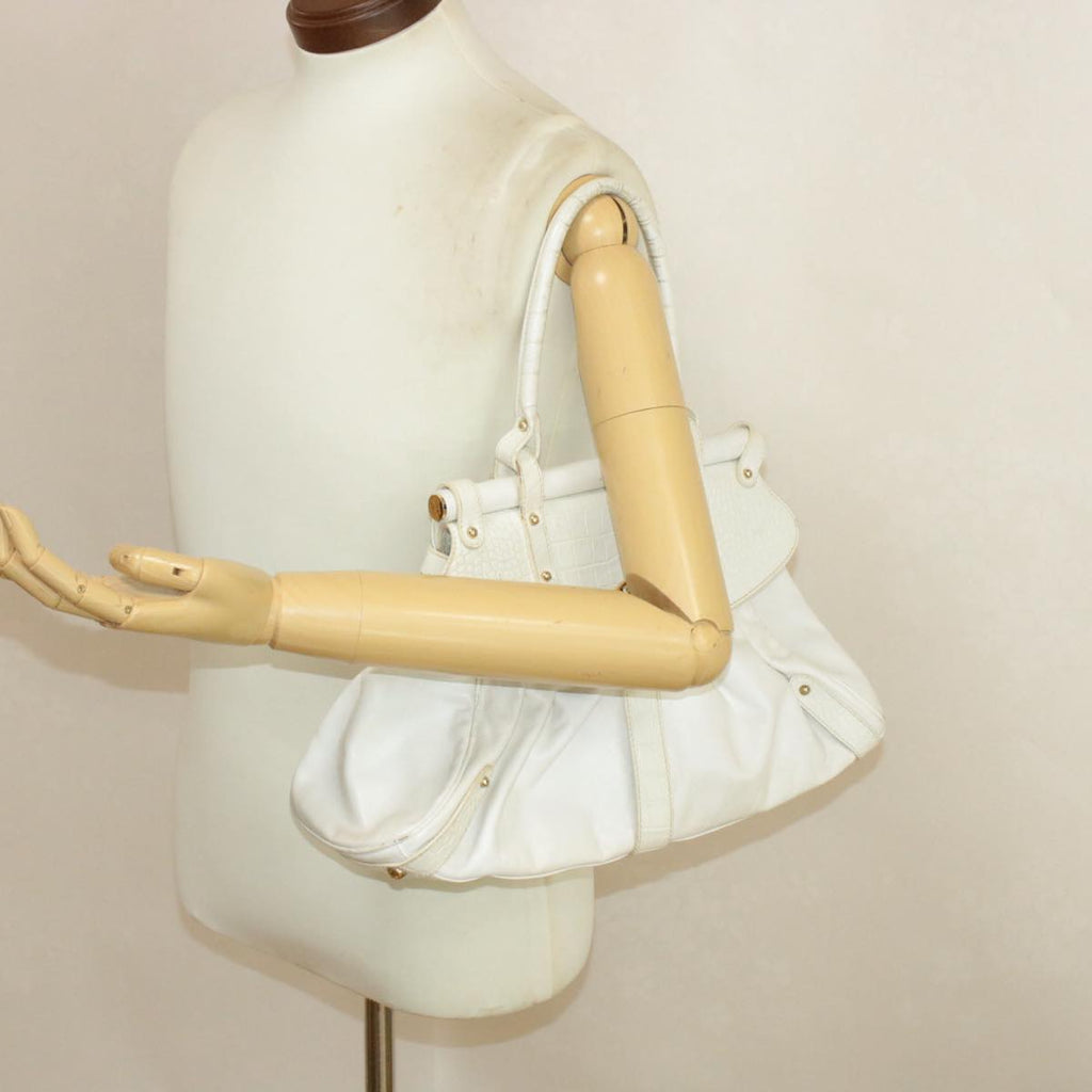 FENDI Shoulder Bag Leather White yk107